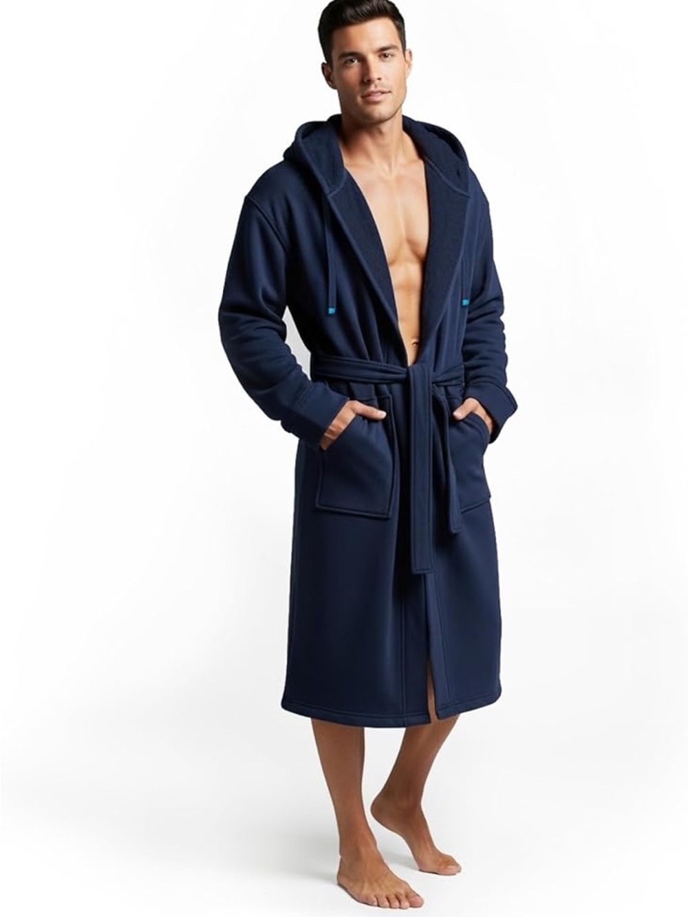 NWT DudeRobe Men's Robe – Hooded TERRY Bath Robe for Men with Pockets Sz L/XL